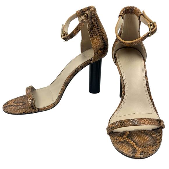 PAIGE SNAKESKIN EMBOSSED LEATHER HIGH HEEL SANDALS STRAPPY SUMMER SIZE 9 - Picture 1 of 8